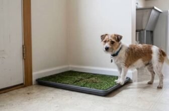 litter box for dogs indoor potty setup with grass pad in hallway corner