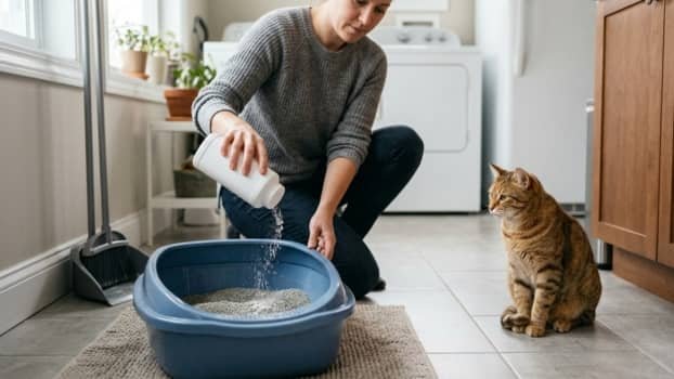 adding baking soda to cat litter box for odor control