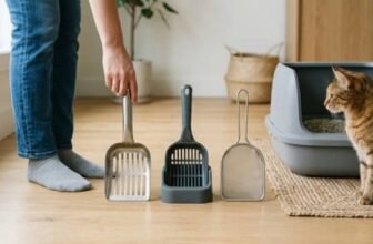 best cat litter scoop comparison with metal plastic and mesh scoops