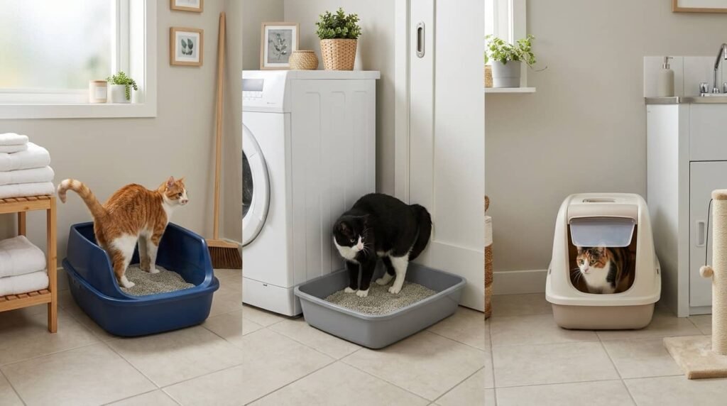 cat litter box behaviors standing peeing backing up facing entrance causing urine outside box