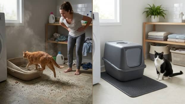 comparison of clay tofu pellet and crystal cat litter types with cats using each litter box