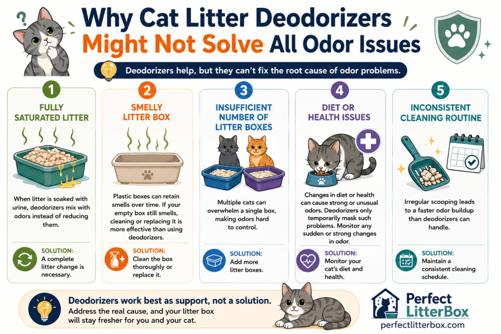 reasons cat litter deodorizer does not work and how to fix litter box odor problems