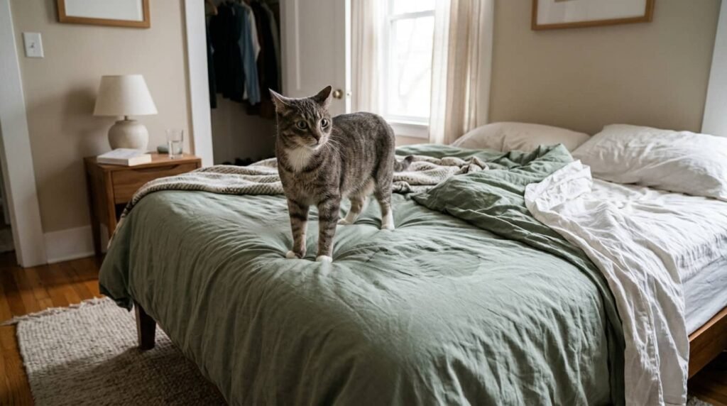 cat peeing on bed problem in bedroom