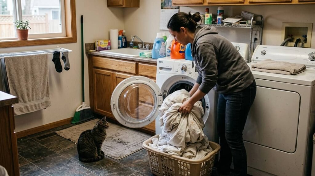 washing bedding after cat peeing on bed