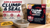 Arm and Hammer Clump and Seal review showing litter box setup with cats and product packaging in a home setting