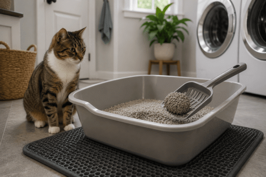arm and hammer clump and seal review showing firm clumping cat litter in a litter box