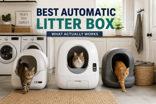 best automatic litter box with multiple cats using self-cleaning litter boxes in a clean laundry room