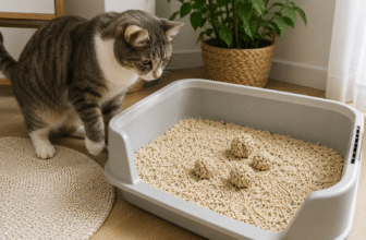 pidan tofu cat litter review showing tofu litter clumping in a litter box with cat