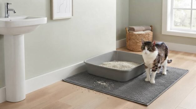 Best hypoallergenic cat litter in a clean low-dust litter box beside a cat